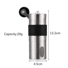 Load image into Gallery viewer, 2 Size Manual Ceramic Coffee Grinder Stainless Steel Adjustable Coffee Bean Mill With Rubber Loop Ring