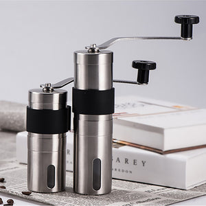 2 Size Manual Ceramic Coffee Grinder Stainless Steel Adjustable Coffee Bean Mill With Rubber Loop Ring