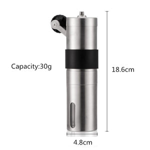 2 Size Manual Ceramic Coffee Grinder Stainless Steel Adjustable Coffee Bean Mill With Rubber Loop Ring